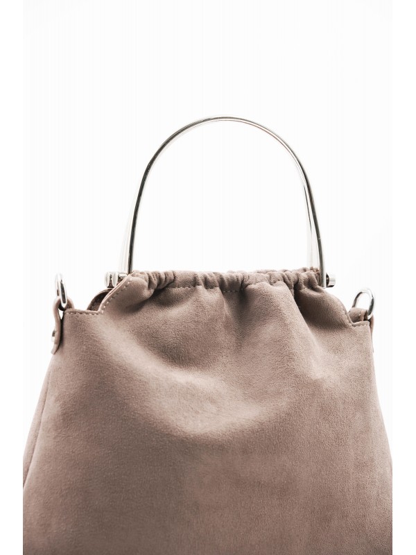 Caren Vizon Gümüş Aksesuar Detaylı Süet Kadın El Ve Omuz Çantası