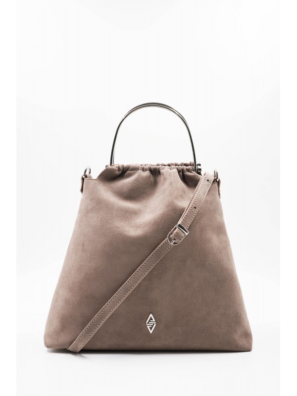 Caren Vizon Gümüş Aksesuar Detaylı Süet Kadın El Ve Omuz Çantası