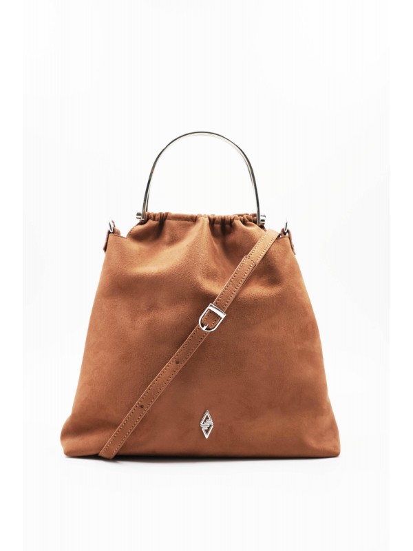 Caren Taba Gümüş Aksesuar Detaylı Süet Kadın El Ve Omuz Çantası