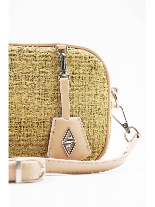 Cube Özel Seri Koyu Bej Ekose Detay Kadın Omuz Çantası