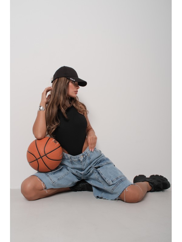 Pencere Detay Yüzücü Bodysuit 24S22001-Siyah