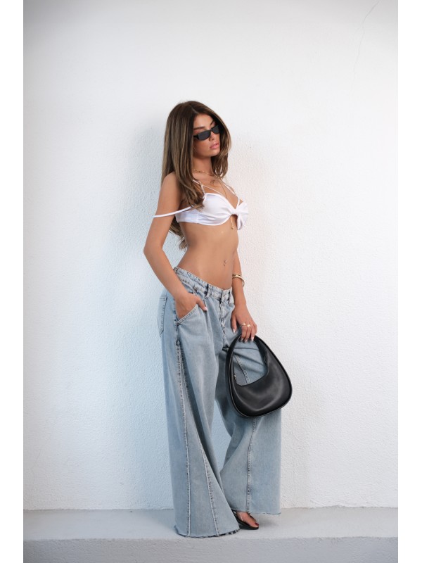 Büzgü Detay Çift Askılı Büstiyer 24S54012-Beyaz