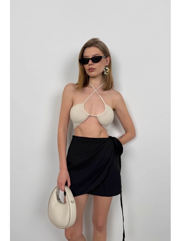 Göğüs Dekolteli Dokulu Bra 24S54027-Taş