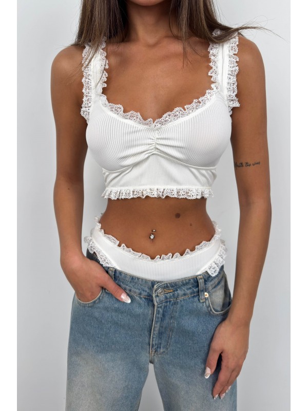 Dantel Detaylı Külot 24S55006-Beyaz