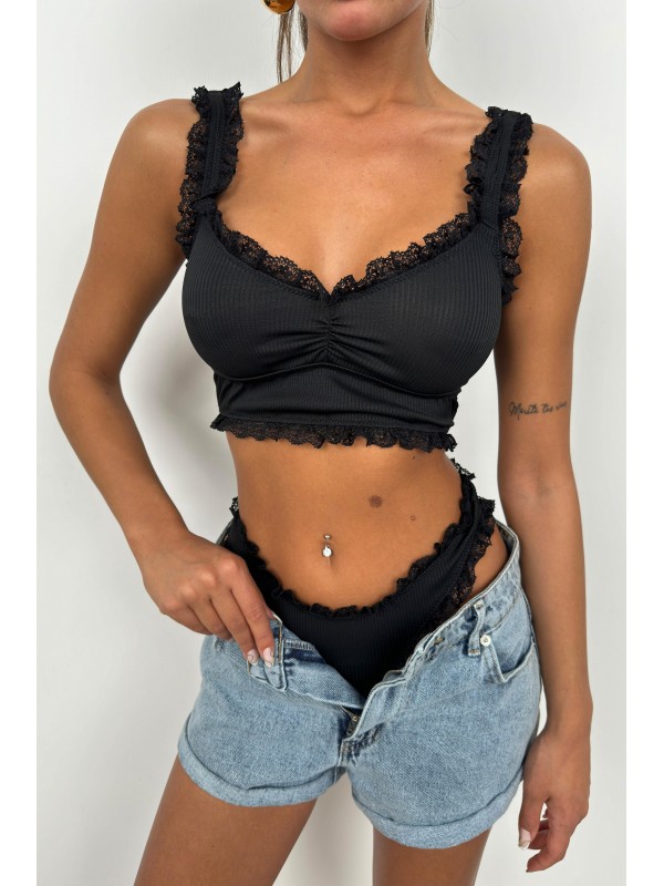 Dantel Detaylı Külot 24S55006-Siyah