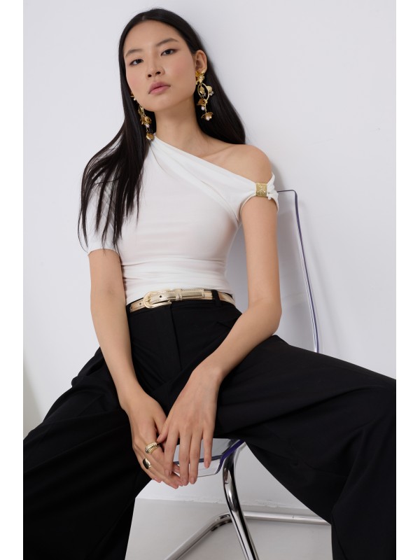 Aksesuar Detay Cutout Bluz 52215060-Beyaz