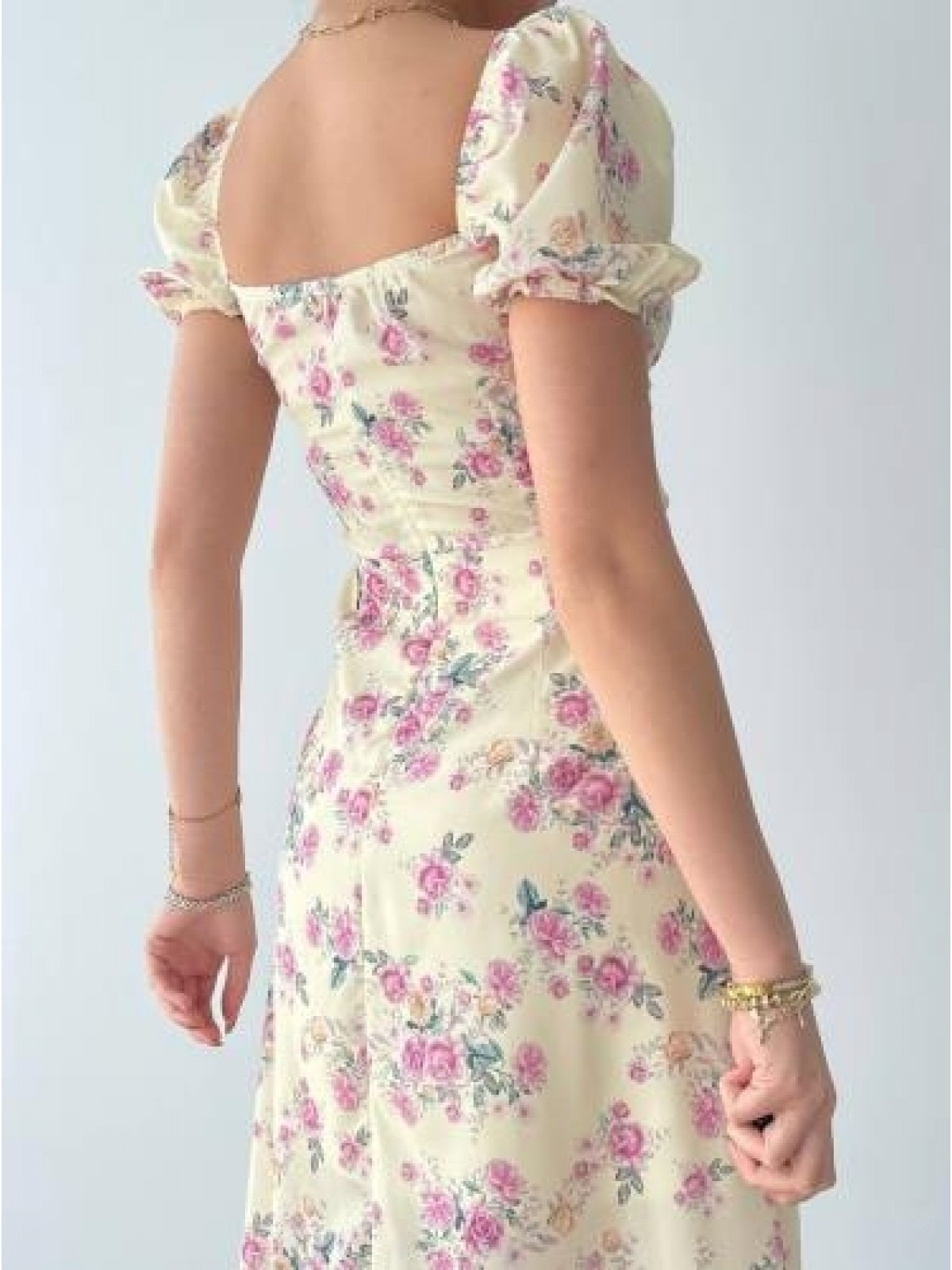 Zeze Balon Kol Elbise ETK-00341-bej