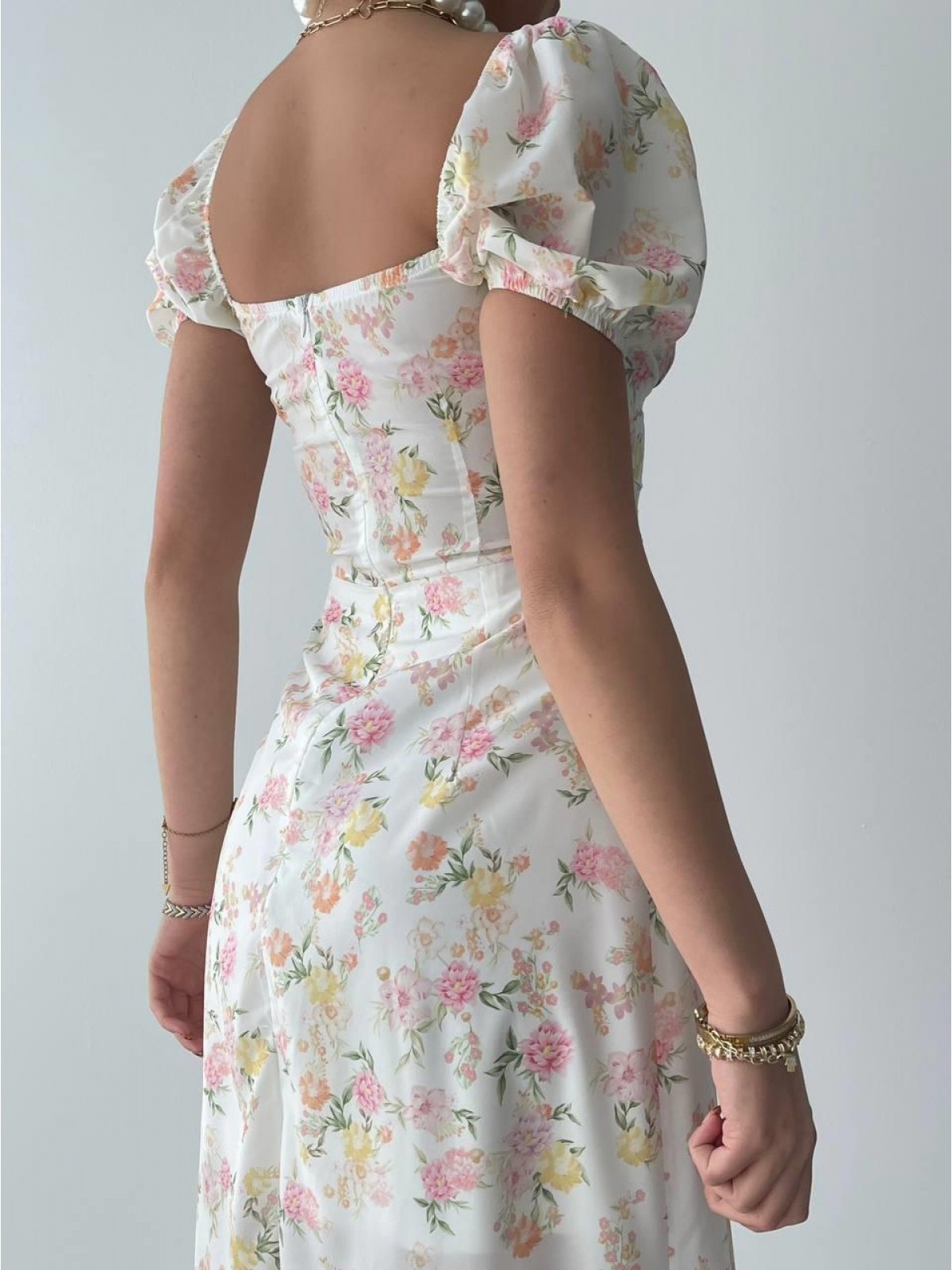 Zeze Balon Kol Elbise ETK-00341-ekru