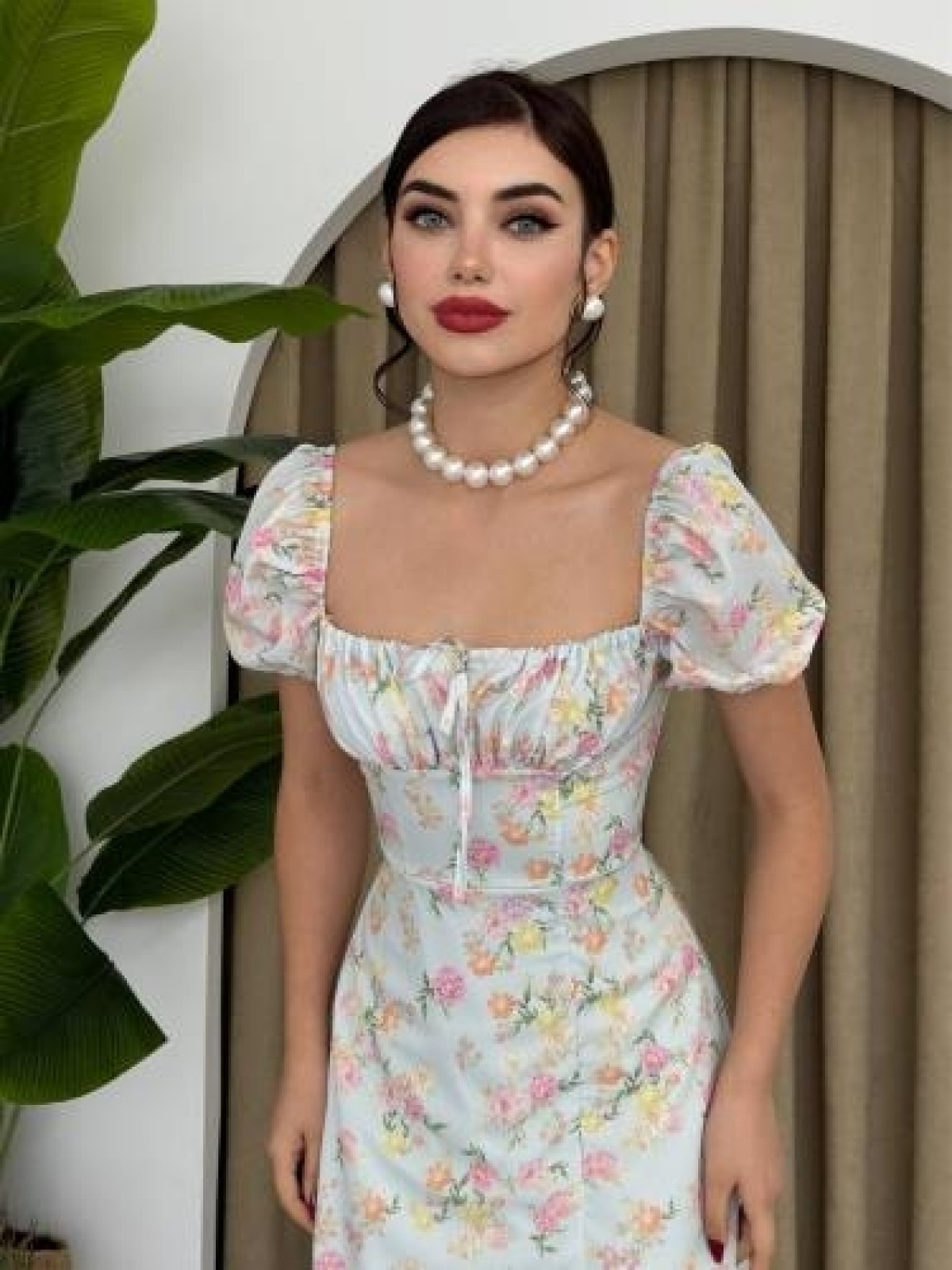 Zeze Balon Kol Elbise ETK-00341-yesil