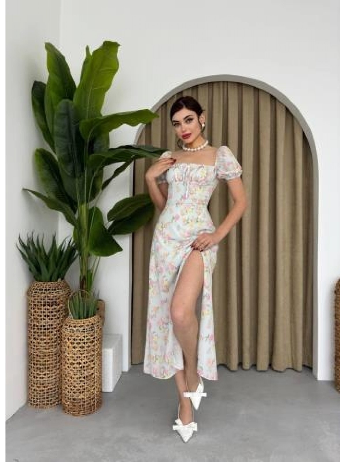 Zeze Balon Kol Elbise ETK-00341-yesil