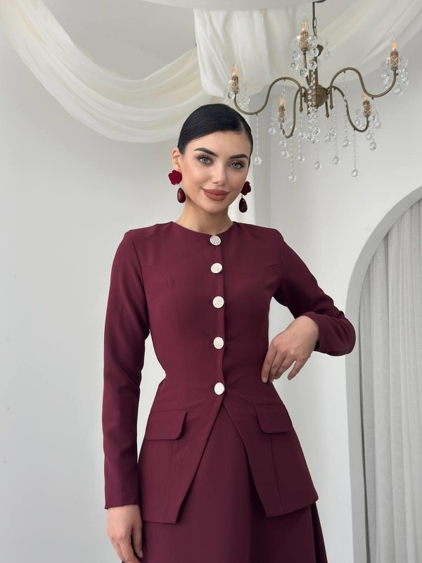 Risa Bağcık Detylı Takım ETK-00772-bordo