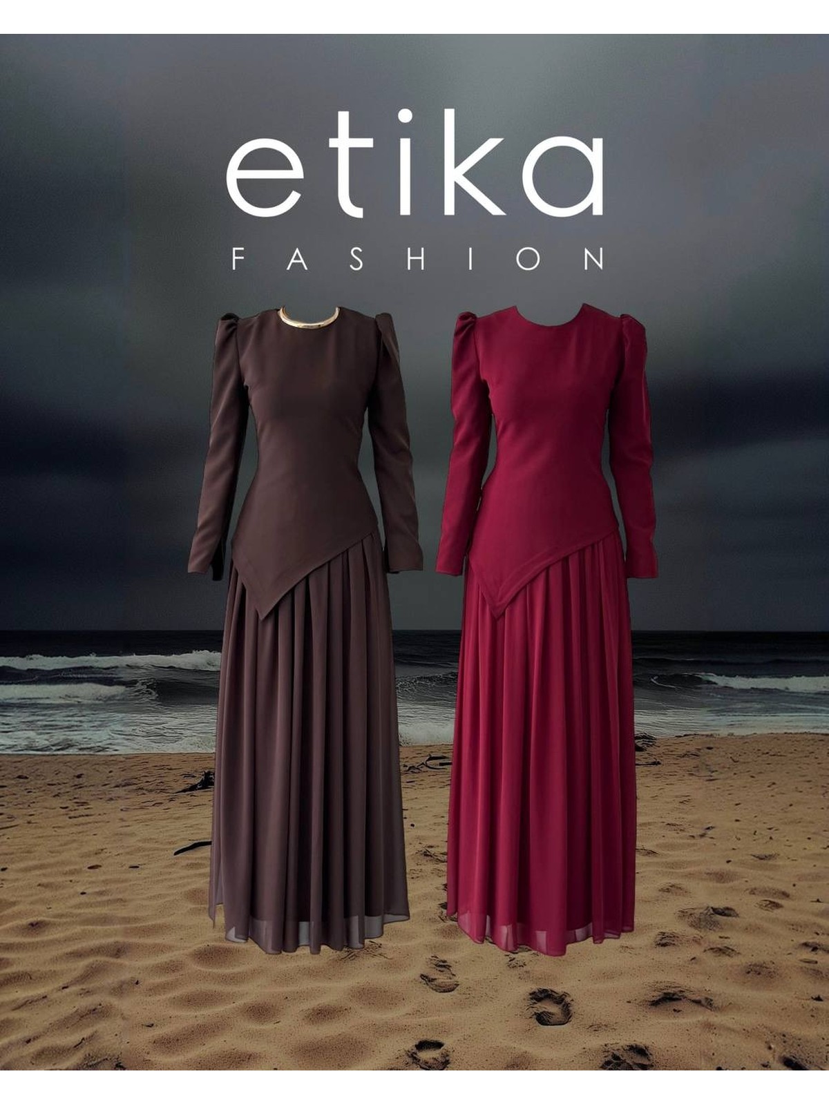 Elor Asimetrik Drapeli Elbise ETK-00793-bordo