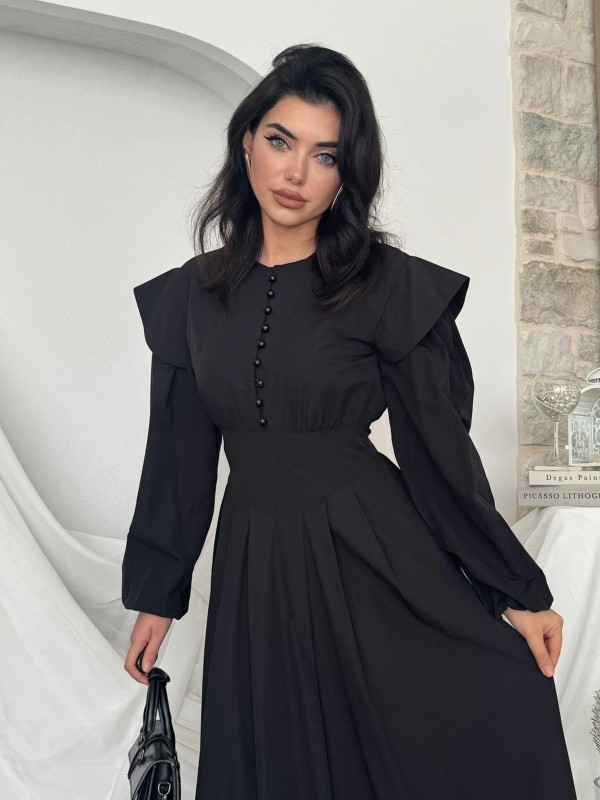 Seren Midi Elbise ETK-00797-siyah