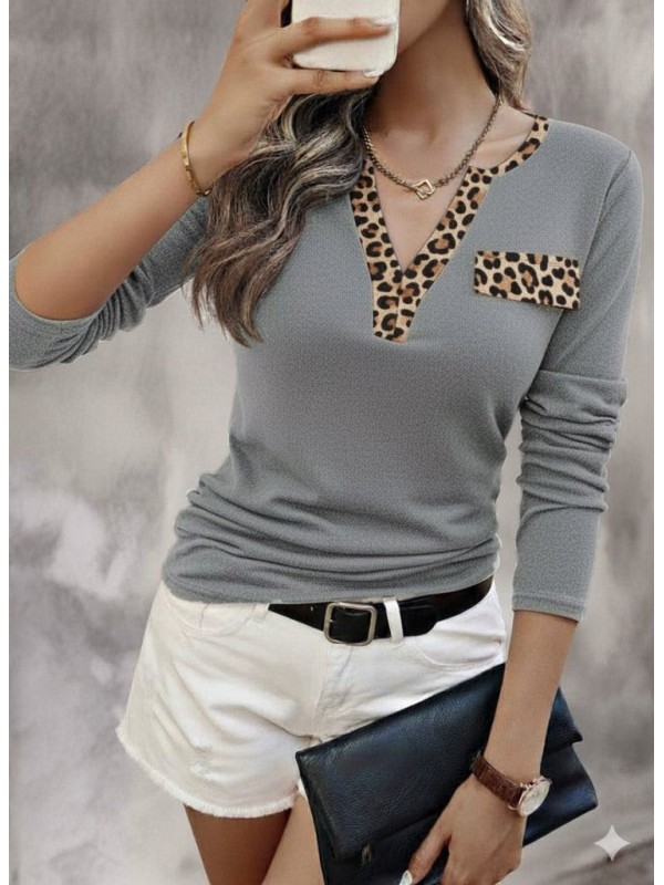 Kadın Uzun Kollu V Yakalı Kaşkorse Bluz, 28774