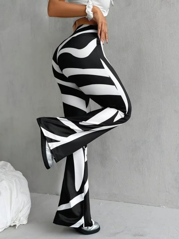 Kadın Yüksek Bel Zebra Desenli Dalgıç Tayt, 28145