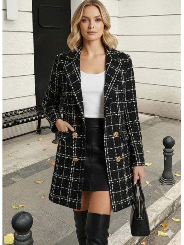 Kadın Uzun Kollu Yakalı önden Düğmeli Dokuma Ceket, 29341