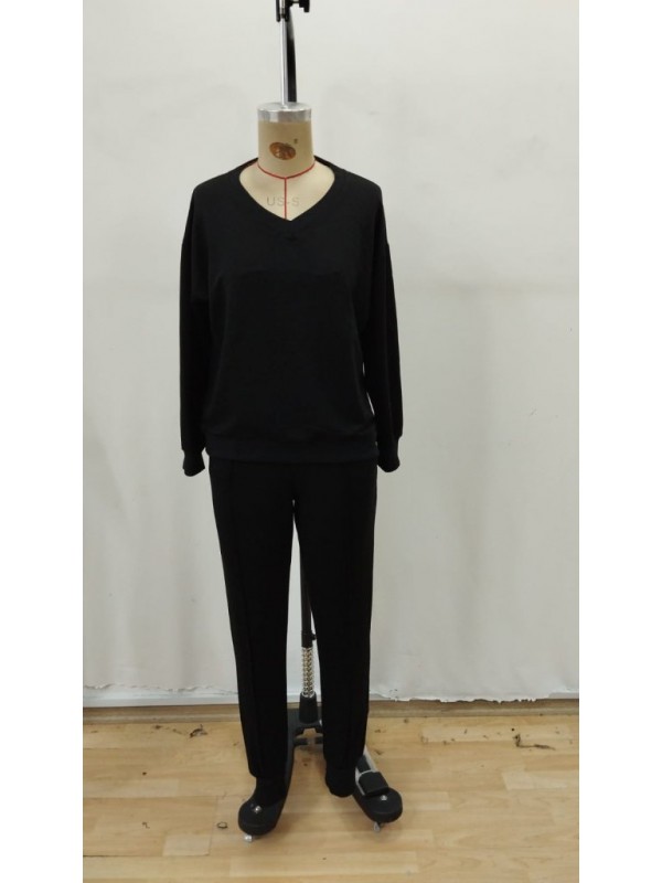 Kadın Uzun Kollu V Yakalı Viskon Iki Iplik Bluz Ve Pantolon Ikili Takım , 28798