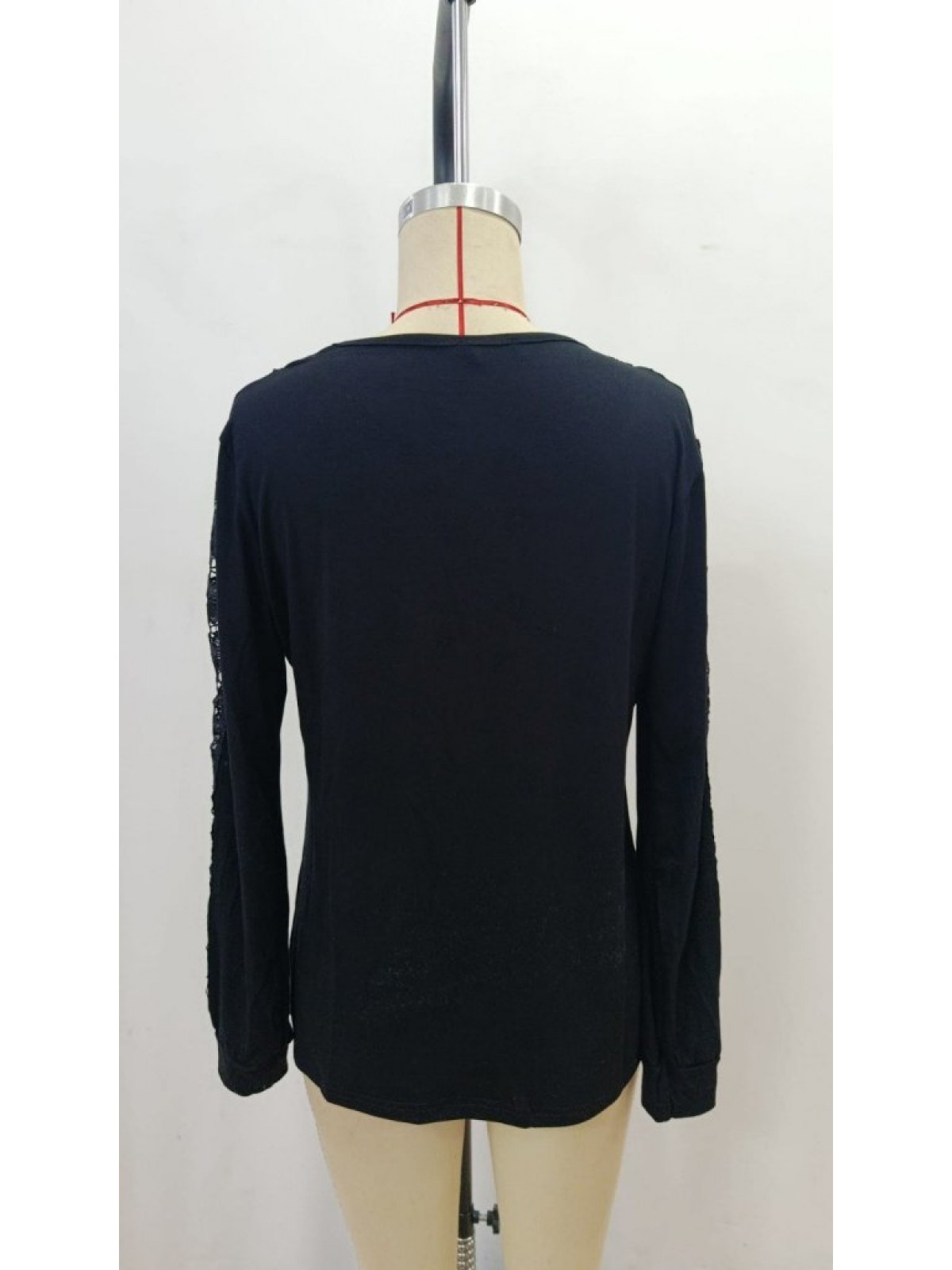 Kadın Uzun Kollu V Yakalı Dantel Detaylı Viskon Bluz, 28808