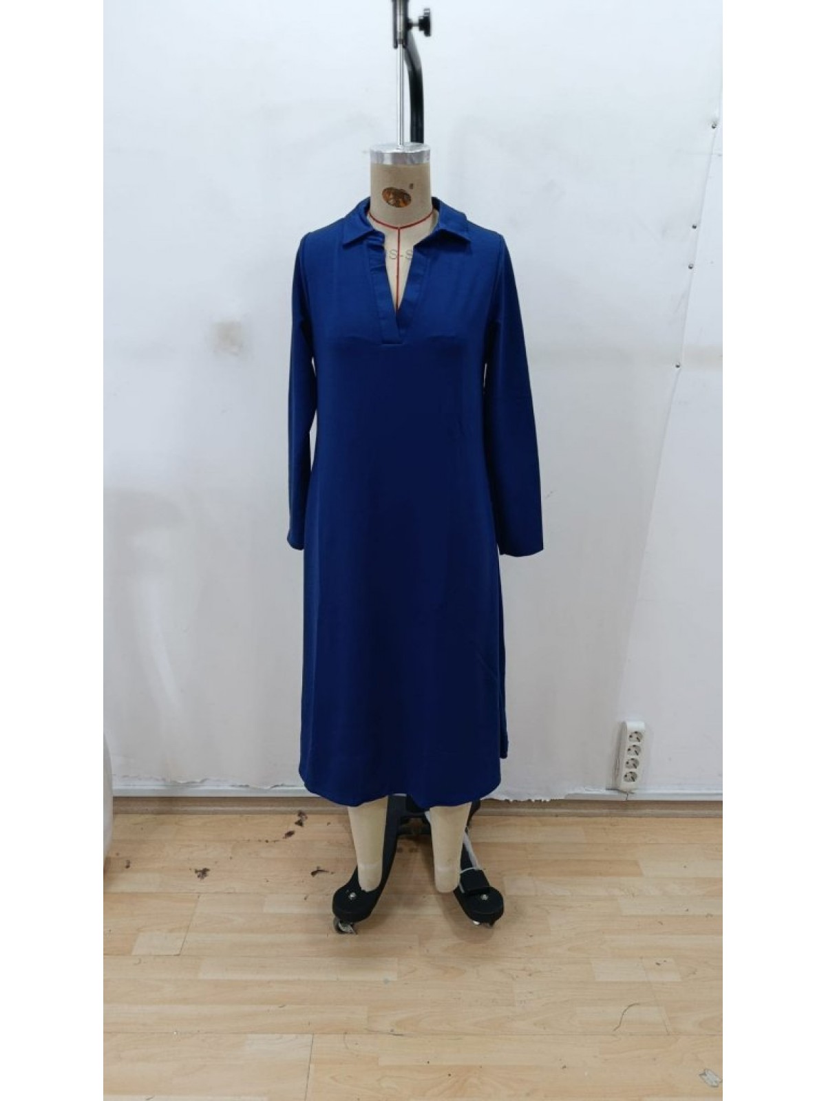 Kadın Uzun Kollu Yakalı Midi Viskon Iki Iplik Elbise, 28778