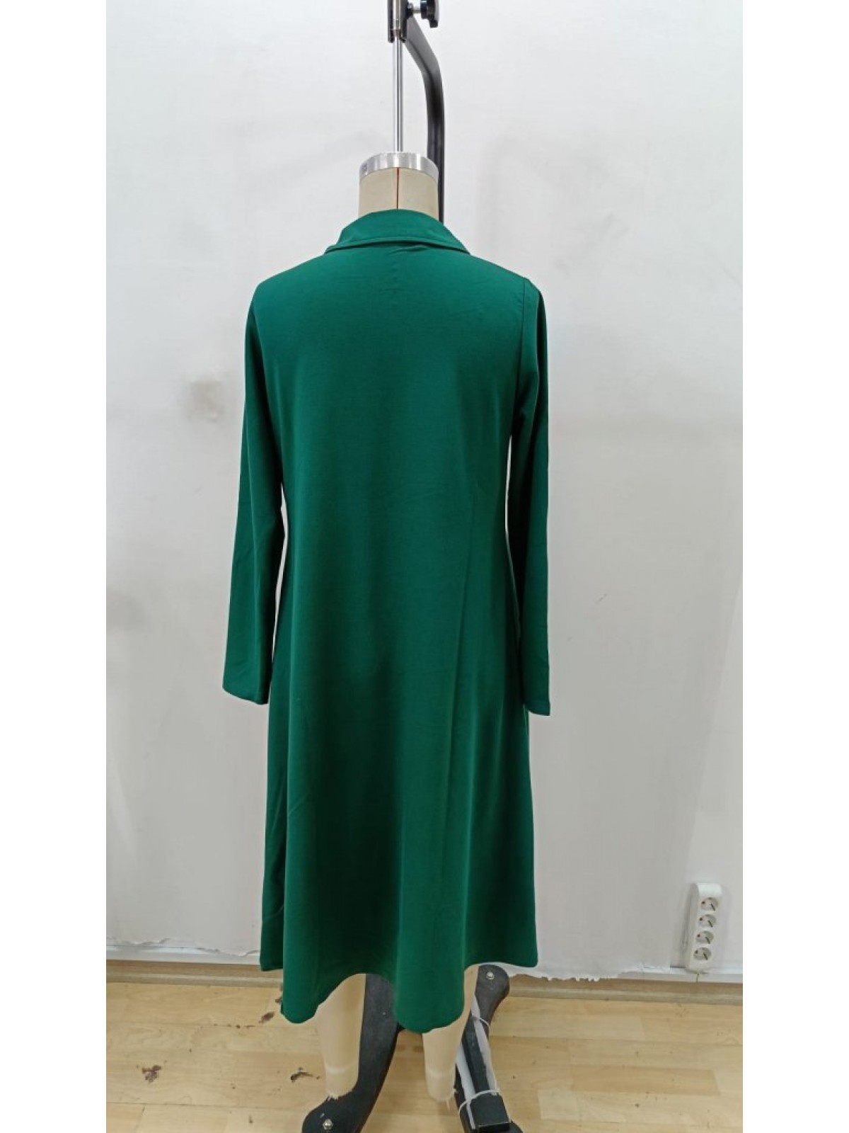 Kadın Uzun Kollu Yakalı Midi Viskon Iki Iplik Elbise, 28779