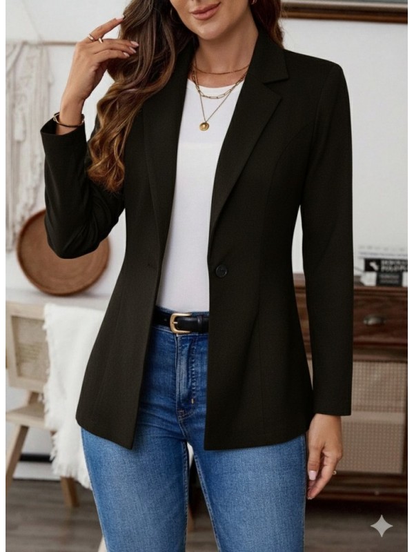 Kadın Uzun Kollu Yakalı Tek Düğmeli Süet Ceket , 29093