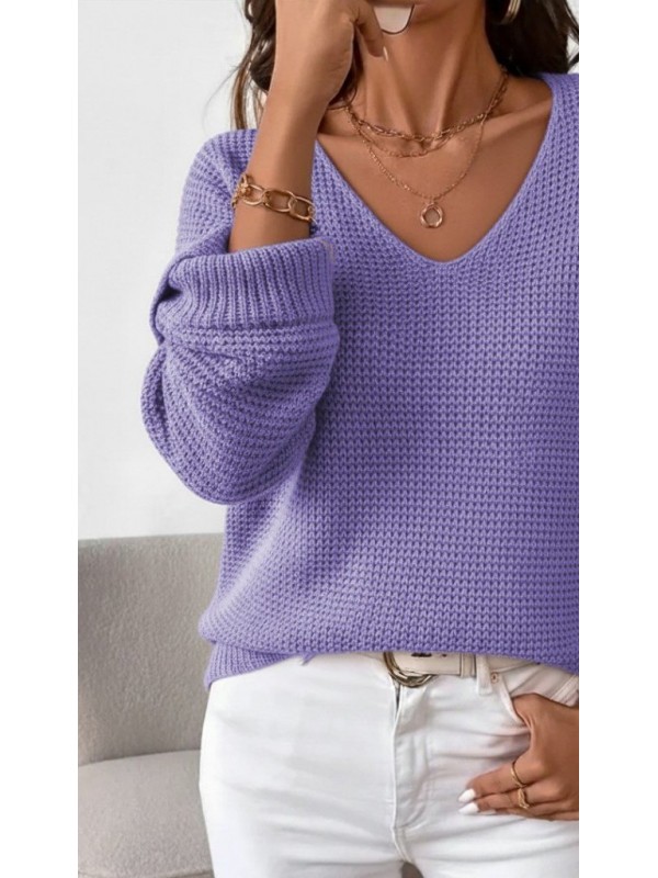 Kadın Uzun Kollu V Yakalı Düğmeli Triko Bluz , 29143