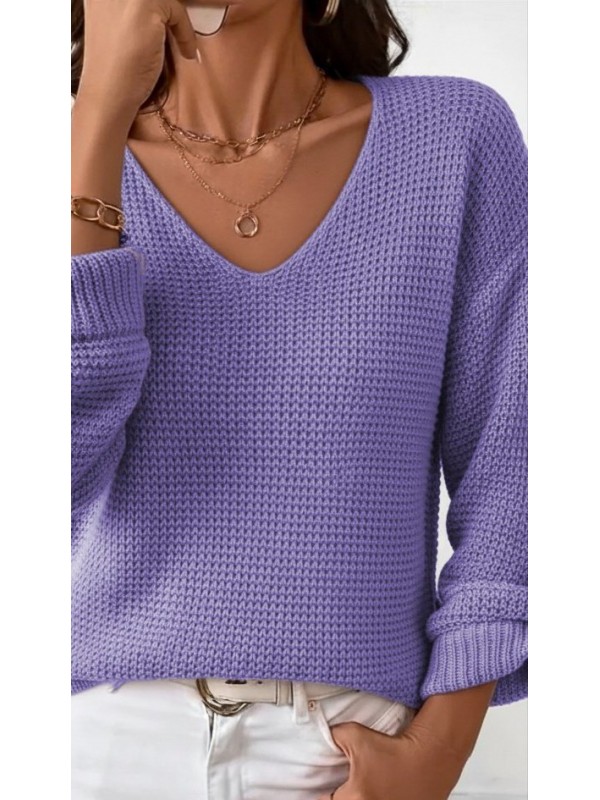 Kadın Uzun Kollu V Yakalı Düğmeli Triko Bluz , 29143