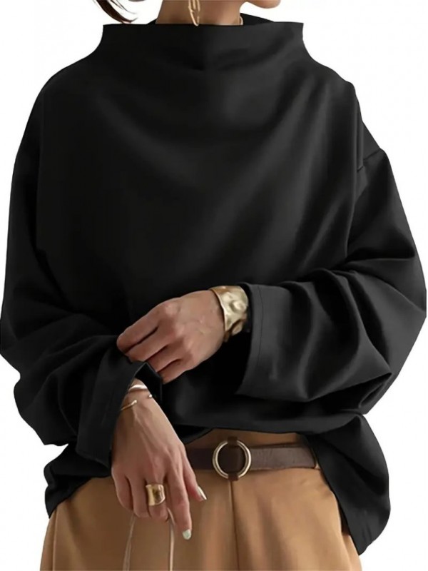 Kadın Uzun Kollu Geniş Balıkçı Yaka Modal Bluz , 29299