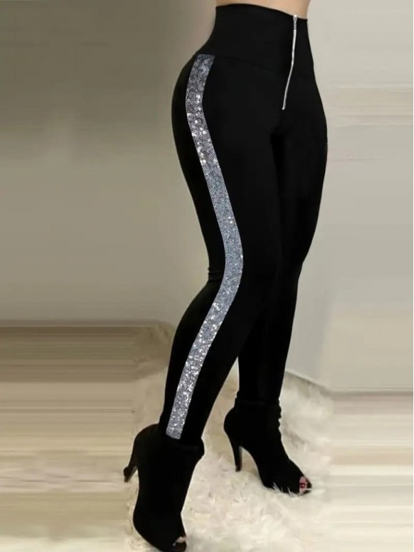 Kadın Yüksek Bel Yan şerit Detaylı Dalgıç Tayt, 27677