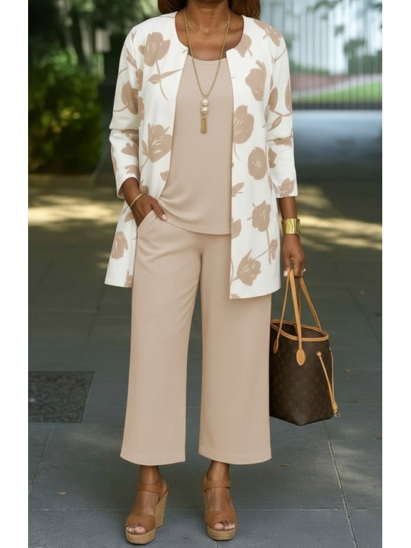 Kadın Uzun Kollu önü Açık Modal Ceket Kolsuz Viskon Iki Iplik Bluz Ve Pantolon üçlü Takım, 29331