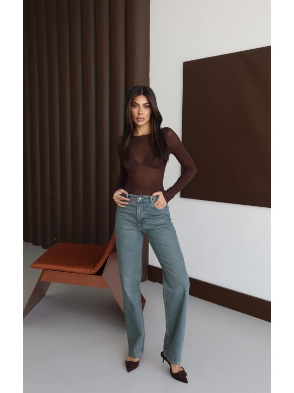 Yüksek Bel Straıght Kalıp Green Tınt Jean Pnatolon