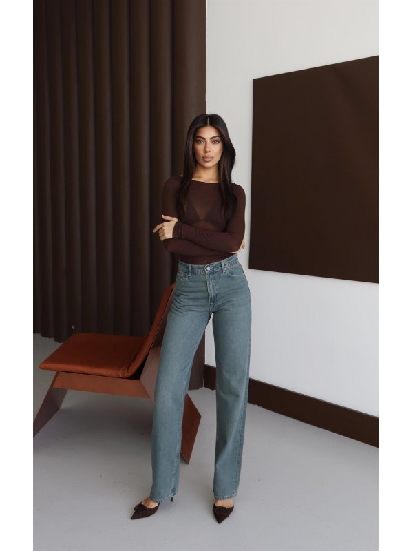 Yüksek Bel Straıght Kalıp Green Tınt Jean Pnatolon