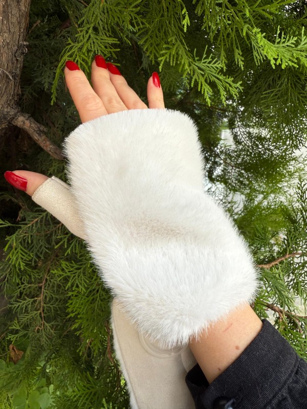 16032 Ekru Peluş Eldiven