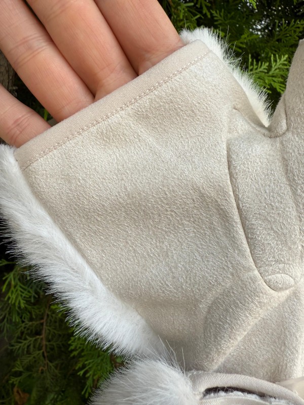 16032 Ekru Peluş Eldiven