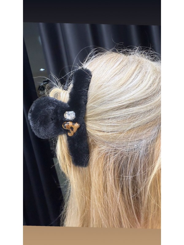 T62 Peluş Siyah Mandal Toka