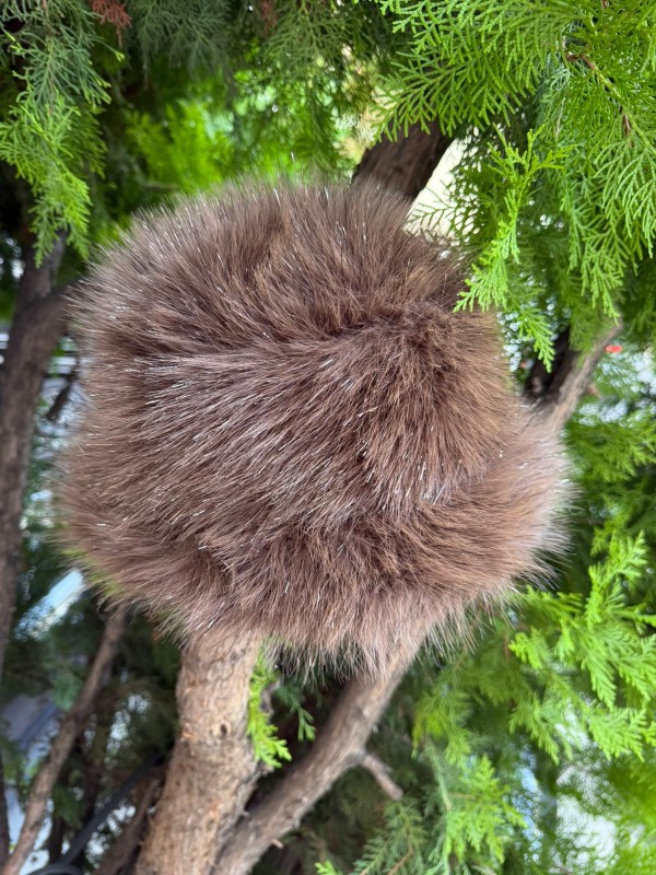 14761 Mango Kumaş Simli Vizon Peluş Bucket Şapka