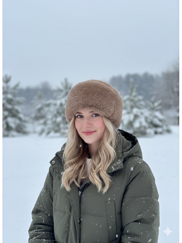 14626 Rus Tarzı Vizon Peluş Kalpak Şapka