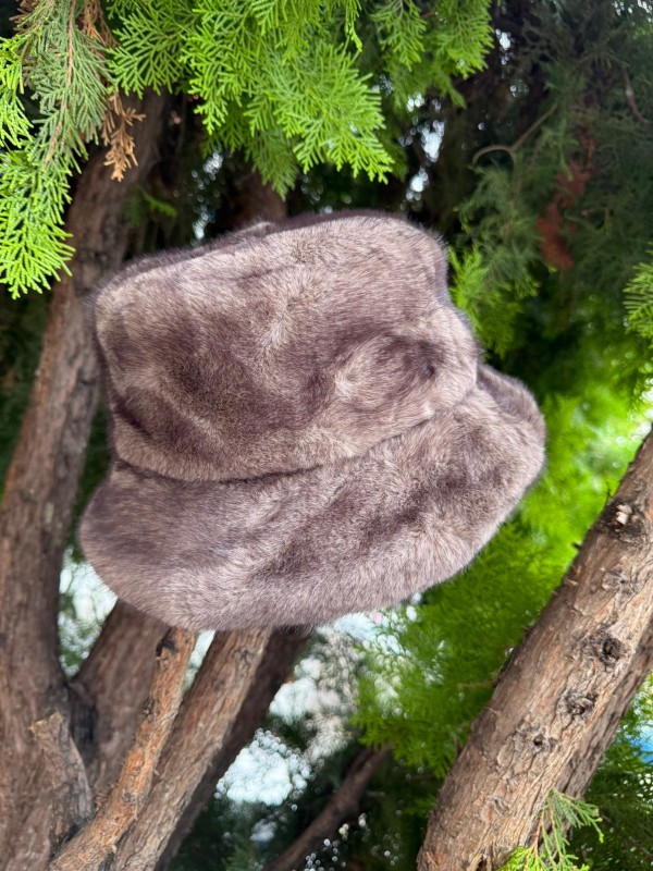 14817 Vizon Peluş Bucket Şapka