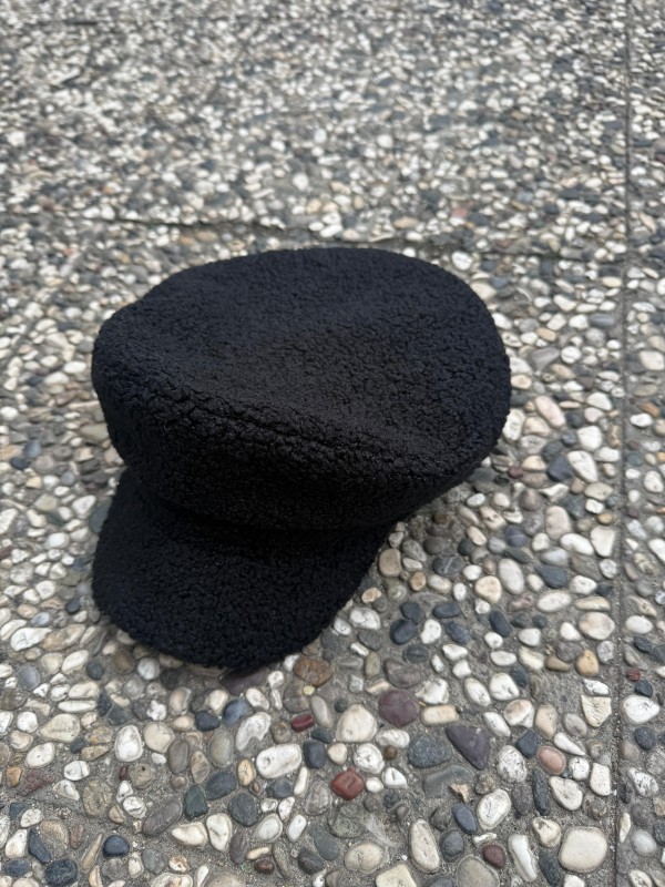 19000 Kıvırcık Kumaş Siyah Kep Şapka