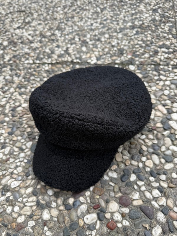 19000 Kıvırcık Kumaş Siyah Kep Şapka