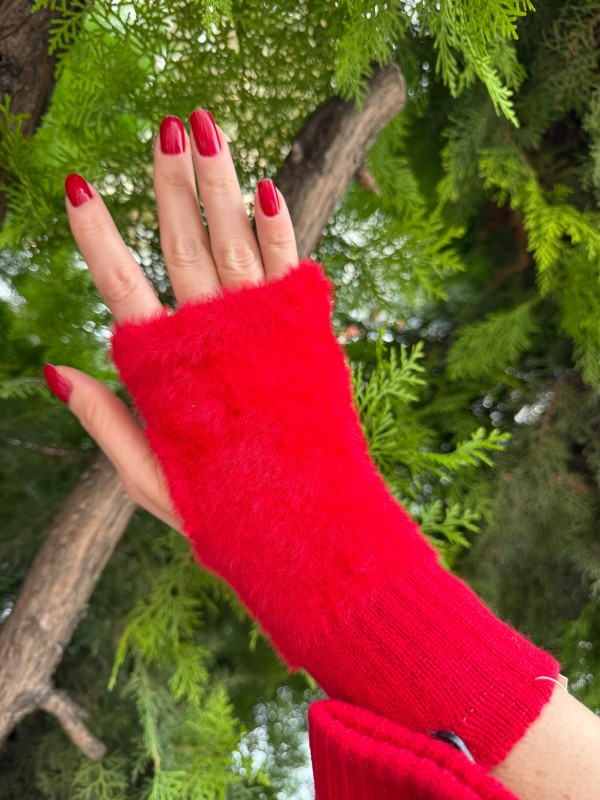 16027-1 Peluş Kırmızı Eldiven