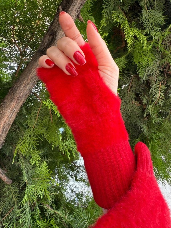 16027-1 Peluş Ekru Eldiven