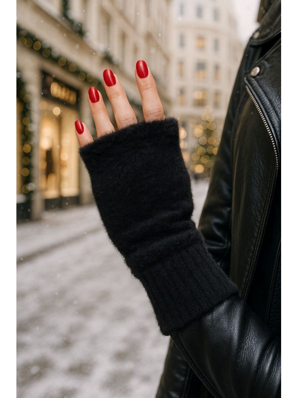 16027-1 Peluş Siyah Eldiven