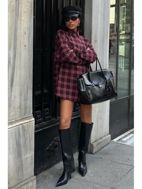 Oduncu Tarzı Ekose Gömlek – Oversize Kalıp 3485-08