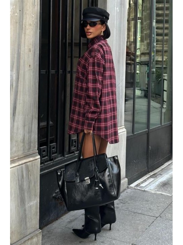 Oduncu Tarzı Ekose Gömlek – Oversize Kalıp 3485-08