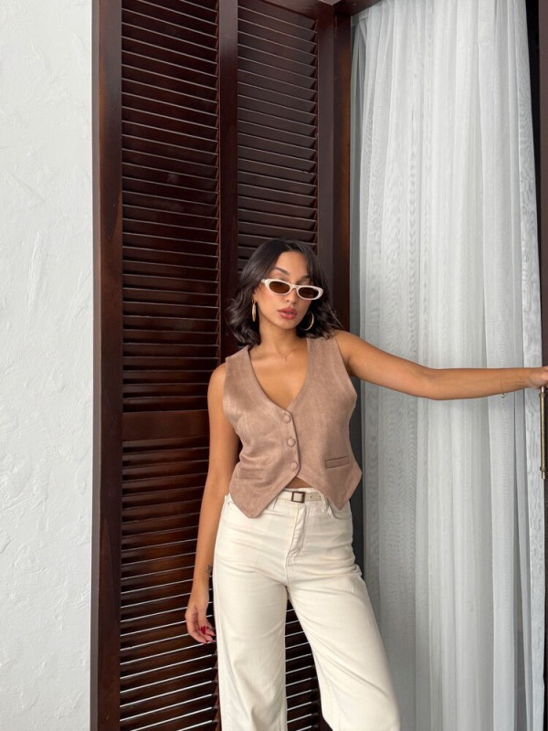 Topshow Vizon Süet Toptan Yelek