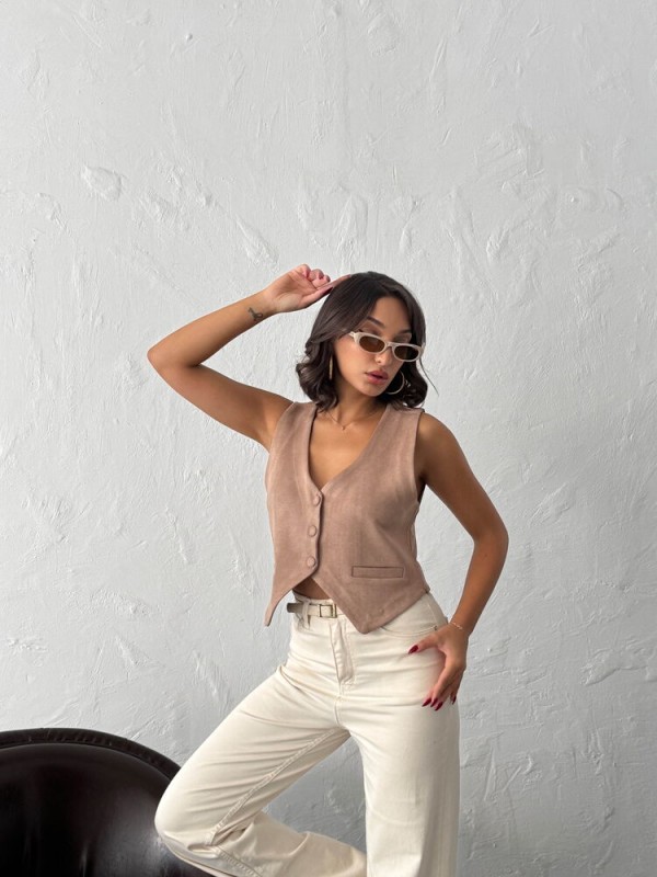 Topshow Vizon Süet Toptan Yelek