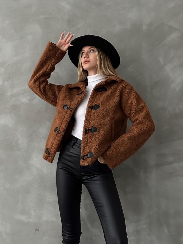 Pamuklu Peluş Toptan Polar - Taba | TOPSHOW | F1536