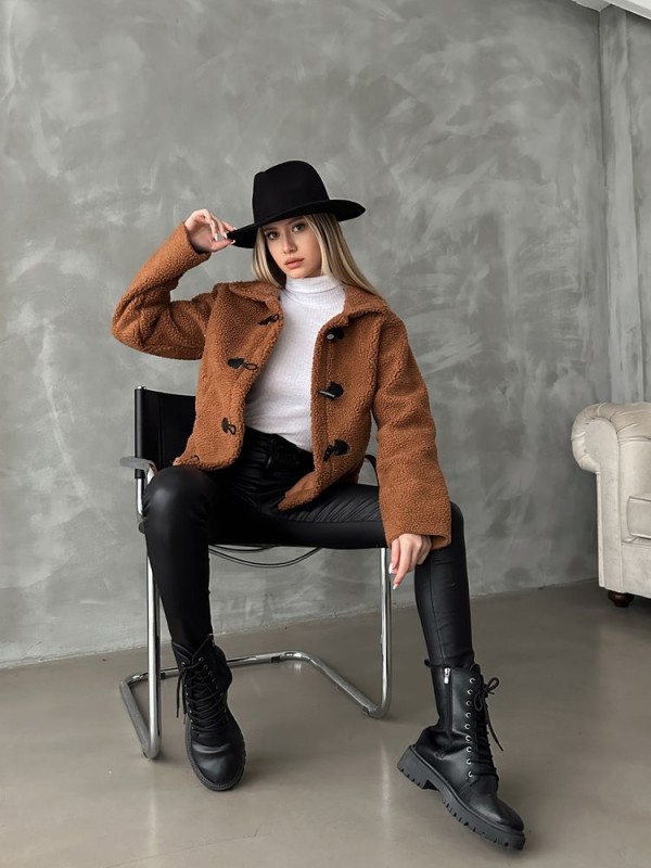 Pamuklu Peluş Toptan Polar - Taba | TOPSHOW | F1536