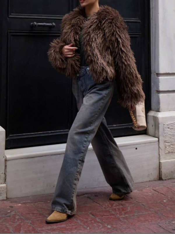 Sakallı Ceket Mont  -K. Kahve